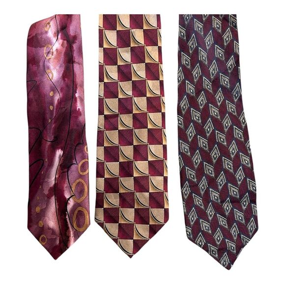 Ziggurat J Garcia Talbots Studio Maroon Color Men’s Neckties Silk Ties Patterns - Picture 1 of 5